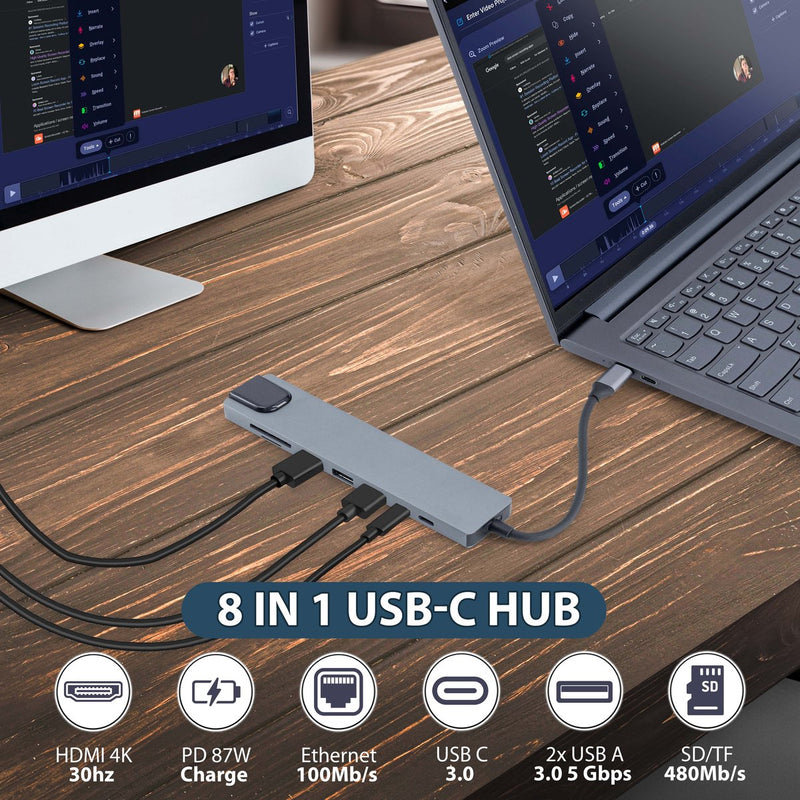 8 in 1 USB-C hub + card reader