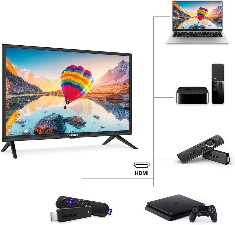 Caixun EC24T1H, TV 24 inch LED TV HD (720P) met ingebouwde HDMI, USB, AV in