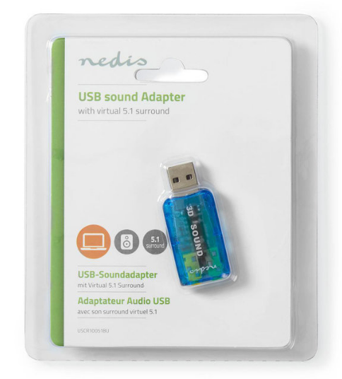 Geluidskaart - 3D-sound 5.1 - USB 2.0 - Dubbele 3.5 mm connector